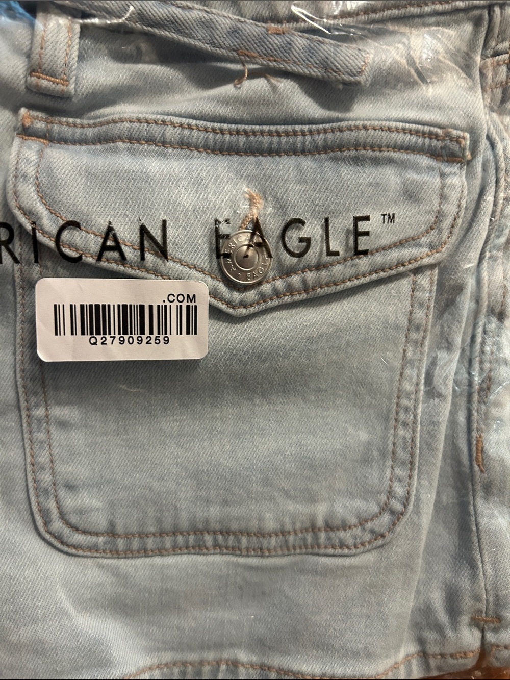 Blue Jean Shorts-No Frays-zip, button and tie front-brand new, never worn
